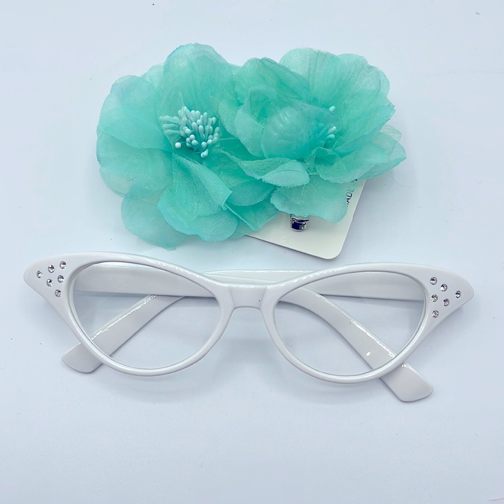Pin up accessories bundle cat eye glasses and barrettes